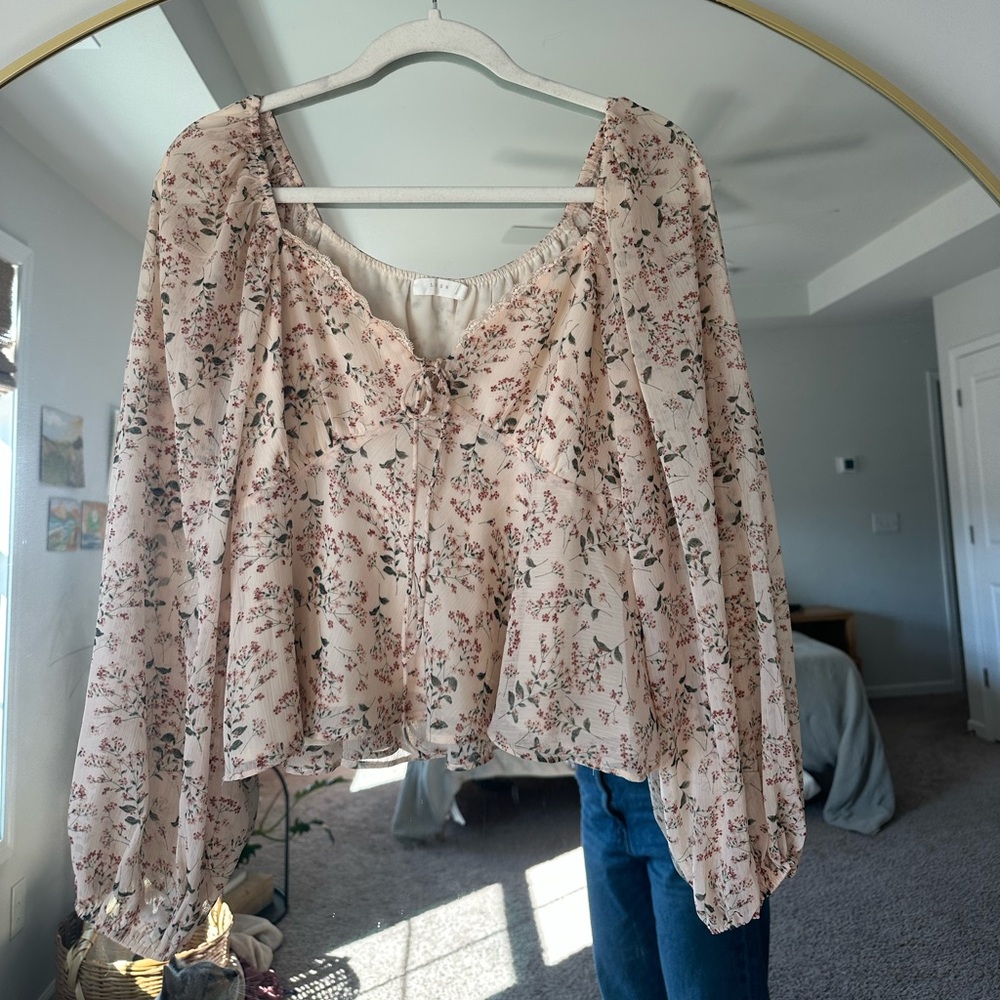 Creamy pink floral blouse